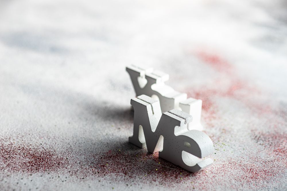 Valentine's day concept of "Me" & "You" blocks with copy space