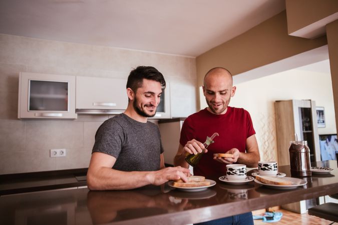 Gay couple gets breakfast