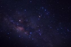 milky way galaxy and space dust in the universe, Long exposure photograph, with grain.