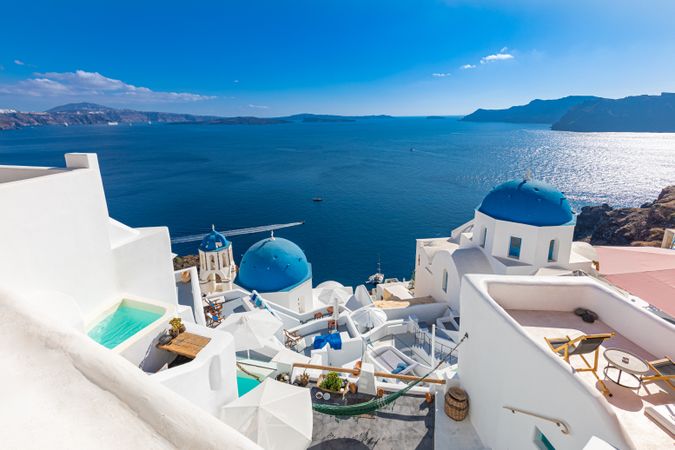 Santorini holiday homes over looking a beautiful blue sea