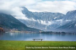 Austrian Alps and a bench on calm lakeside 5aMYa5
