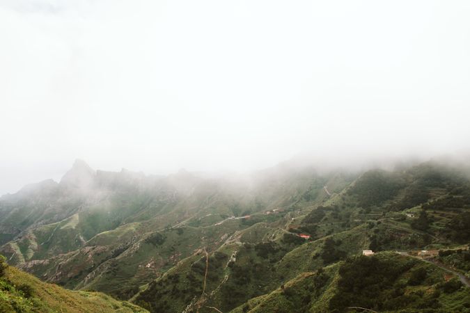 Fog over beautiful hilly terrain