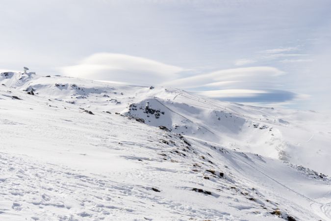 Snowy hills of Sierra Nevada in winter