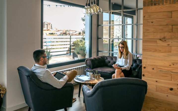 Colleagues in an informal business meeting