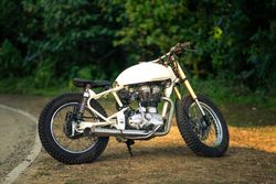 Motorcycle on roadside in countryside