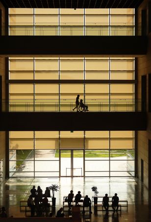 Silhouette of people in a building