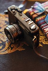Vintage camera on a decorative table