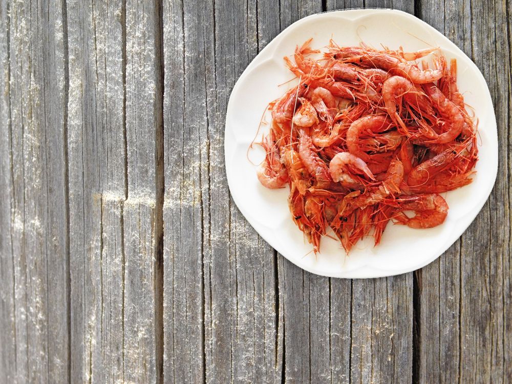 Shrimp On Wooden Background
