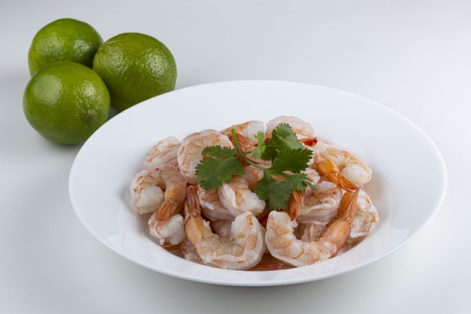 Fresh raw prawns on table