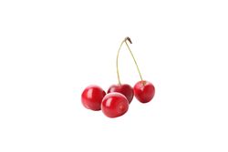 ripe cherry fruits, isolated on blank background