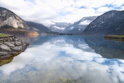 Austrian Alps reflected in lake