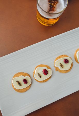 Tray of canapes with crickets
