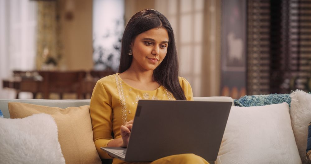 Indian Woman on Laptop at Home