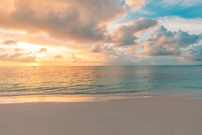 Calm beach at dusk
