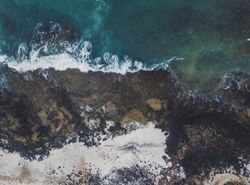 Amazing shoreline of ocean from drone