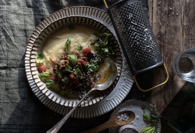 Polenta with vegetarian ragut