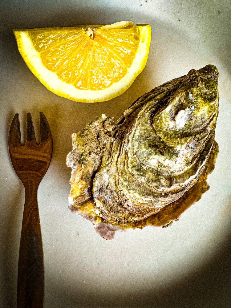 oyster and lemon slice