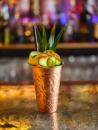 Moscow mule drink in bar