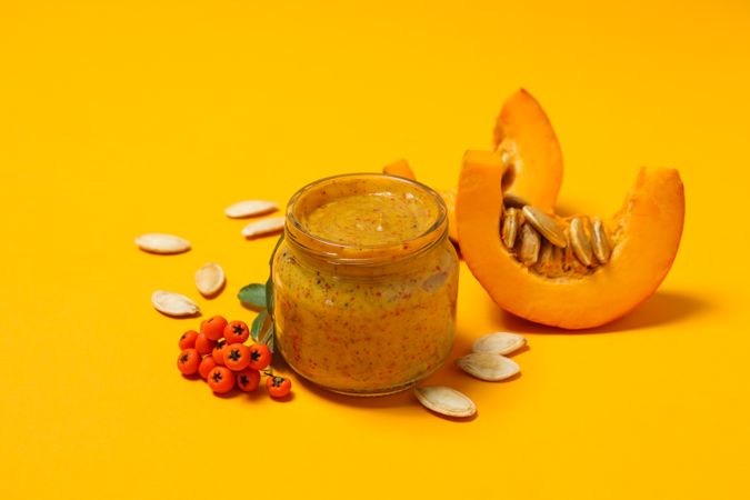 Concept of different cosmetic products, Pumpkin cosmetics