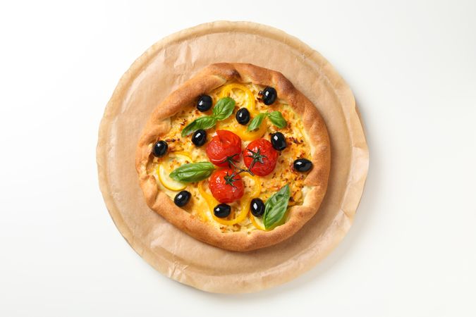 Concept of tasty food, Vegetable galette, top view