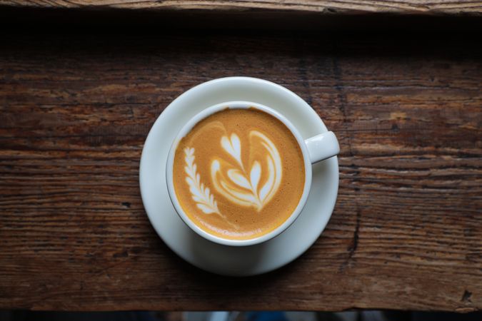 Delicious hot coffee with latte art