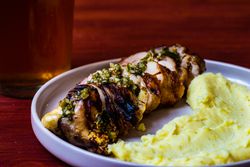 Meat roll with mashed potatoes