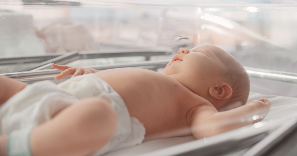 Newborn Baby In Hospital Crib