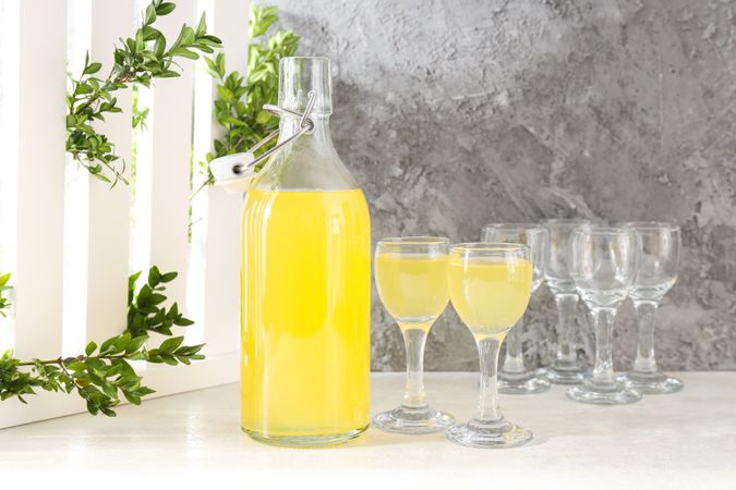 Concept of fresh summer drink - Limoncello cocktail