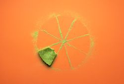 Last matcha cheesecake slice partially eaten