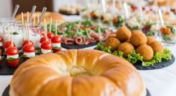 Delicious catering spread with fresh appetizers, perfect for corporate events and stylish parties with curated flavors and presentation for discerning guests