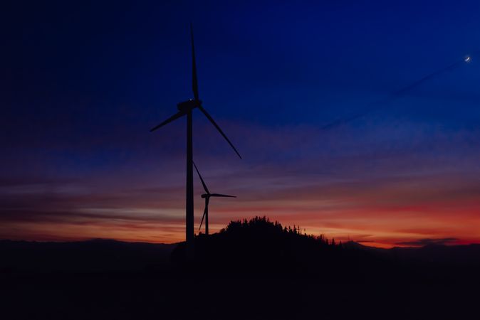 Windmills and wonderful pink sky