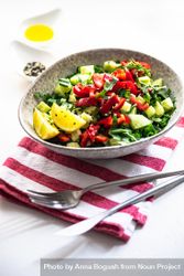 Big grey bowl of healthy salad 426M6K