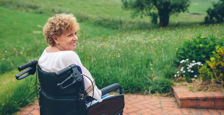 Older woman in wheelchair