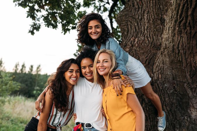 Young beautiful women looking at the camera