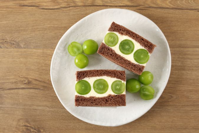 Top View Shine Muscat Grapes Japanese Sandwich
