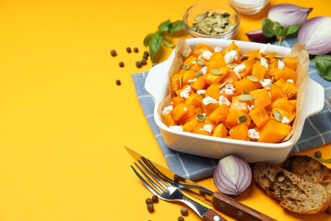 Fall season tasty food concept - baked pumpkin