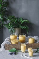 Mango dream in glass bowls on table