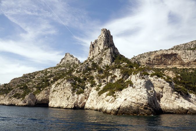 Beautiful limestone rocks on seashore