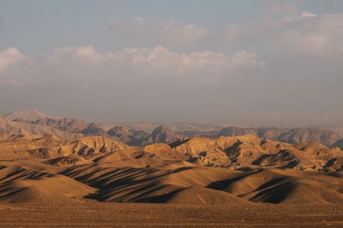 Cloudy sky over hilly desert