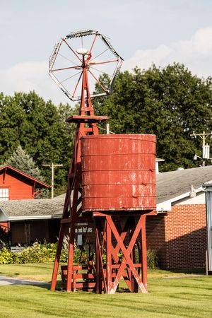 Water tank and crude windmill in Iowa County, Iowa