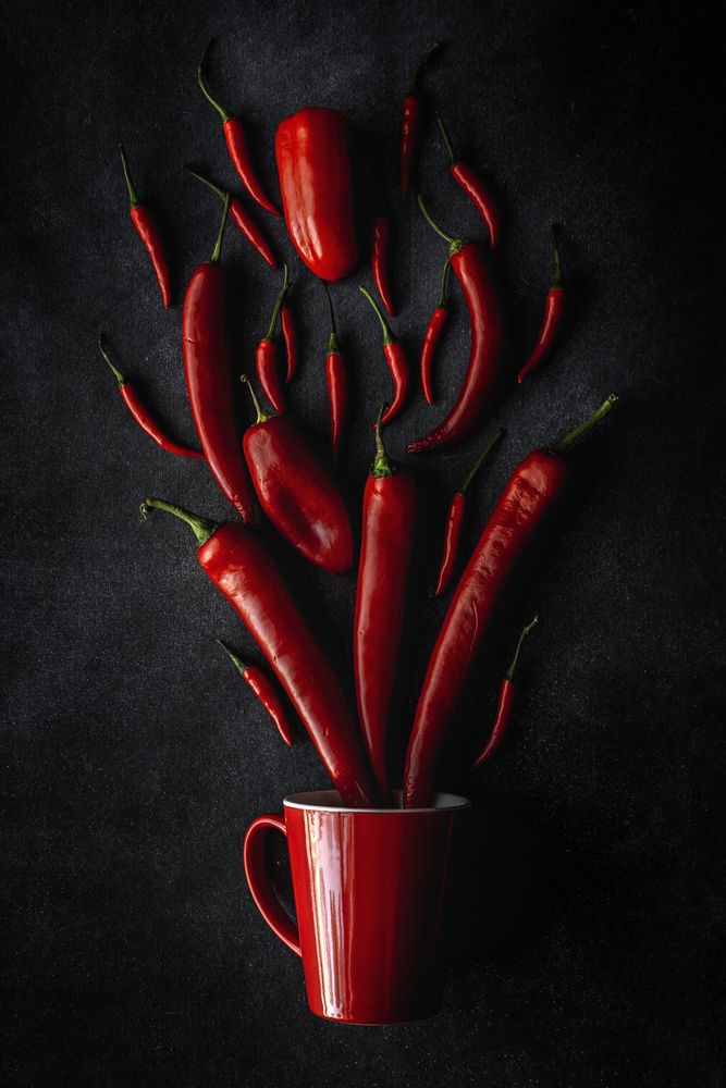 Fresh red and spicy chilli peppers
