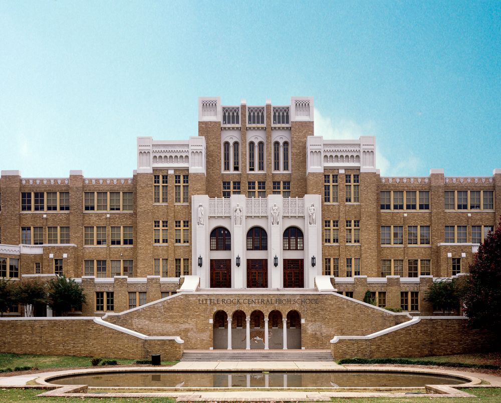 Front of Little Rock Central High School in Arkansas