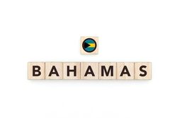 Wooden blocks bearing the name and flag of Bahamas.