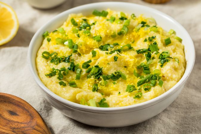 Greek Homemade Lemon Skordalia Potatoes with Olive Oil