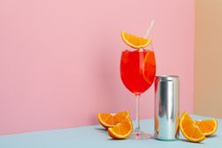 Italian Spritz, delicious summer cocktail, space for text