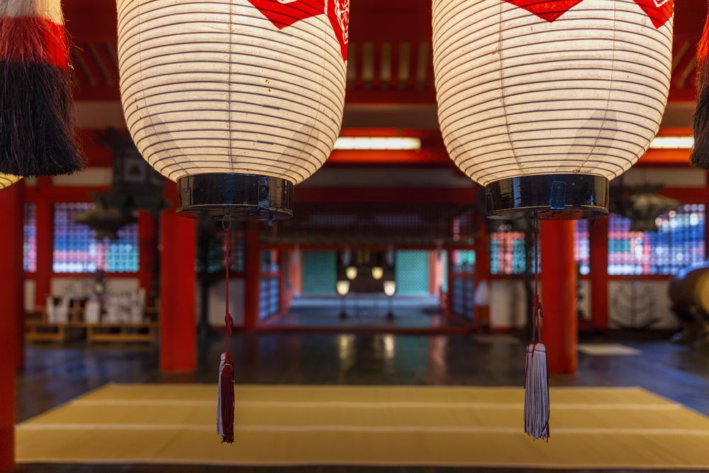 Two light lanterns indoor