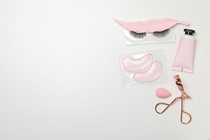 concept of cosmetology tools and beauty treatment, false eyelashes