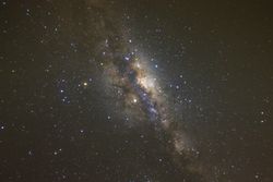 milky way galaxy and space dust in the universe, Long exposure photograph, with grain.