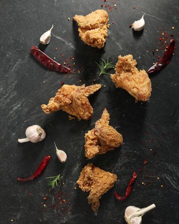 Crispy Fried Chicken on Marble Background