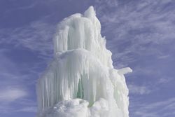 Ice structure against a blue sky